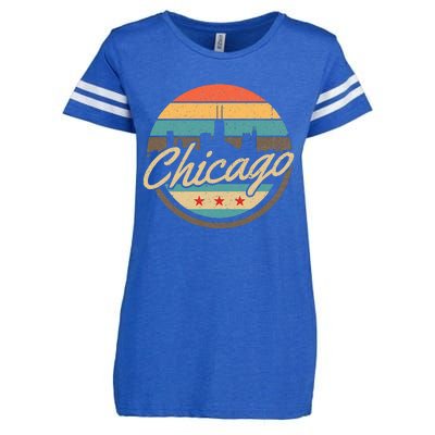 Chicago Flag Skyline Vintage Illinois Usa Souvenir Enza Ladies Jersey Football T-Shirt