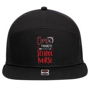 Cupid's Favorite School Nurse Red Plaid Valentine's Day Gift 7 Panel Mesh Trucker Snapback Hat