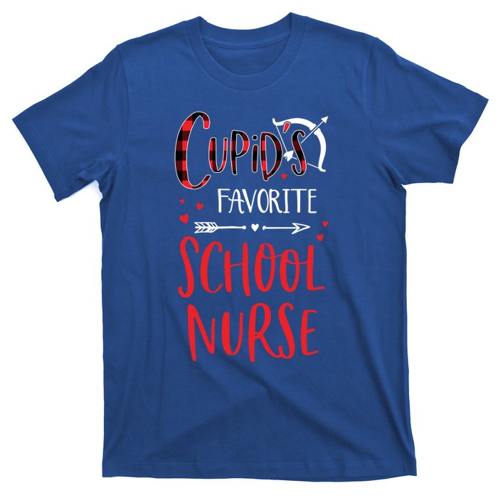 Cupid's Favorite School Nurse Red Plaid Valentine's Day Gift T-Shirt