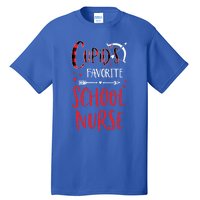 Cupid's Favorite School Nurse Red Plaid Valentine's Day Gift Tall T-Shirt