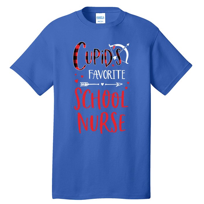 Cupid's Favorite School Nurse Red Plaid Valentine's Day Gift Tall T-Shirt