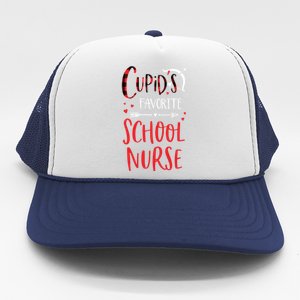 Cupid's Favorite School Nurse Red Plaid Valentine's Day Gift Trucker Hat