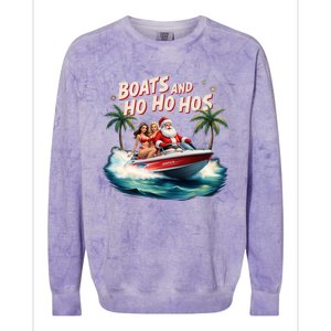 Christmas Funny Santa Boats And Ho Ho Hos Cool Gift Colorblast Crewneck Sweatshirt