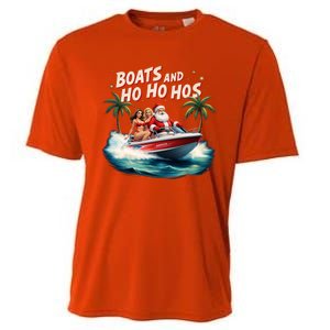 Christmas Funny Santa Boats And Ho Ho Hos Cool Gift Cooling Performance Crew T-Shirt