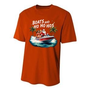 Christmas Funny Santa Boats And Ho Ho Hos Cool Gift Performance Sprint T-Shirt