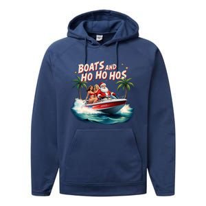 Christmas Funny Santa Boats And Ho Ho Hos Cool Gift Performance Fleece Hoodie