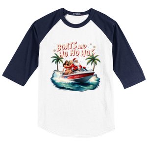 Christmas Funny Santa Boats And Ho Ho Hos Cool Gift Baseball Sleeve Shirt