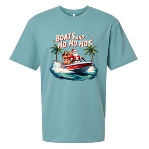 Christmas Funny Santa Boats And Ho Ho Hos Cool Gift Sueded Cloud Jersey T-Shirt