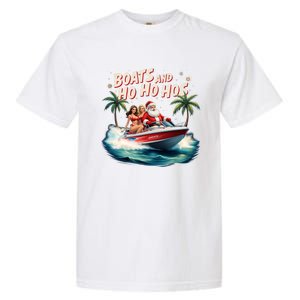 Christmas Funny Santa Boats And Ho Ho Hos Cool Gift Garment-Dyed Heavyweight T-Shirt