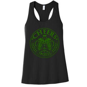 Cheers Fckers St Patricks Day MäNner Frauen Bier Trinken Gift Women's Racerback Tank