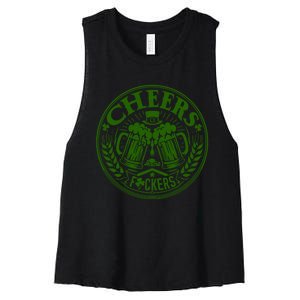 Cheers Fckers St Patricks Day MäNner Frauen Bier Trinken Gift Women's Racerback Cropped Tank