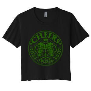 Cheers Fckers St Patricks Day MäNner Frauen Bier Trinken Gift Women's Crop Top Tee