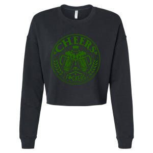 Cheers Fckers St Patricks Day MäNner Frauen Bier Trinken Gift Cropped Pullover Crew