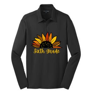 Cute Fall Sunflower Back To School Sixth Grade 6Th Grade Gift Silk Touch Performance Long Sleeve Polo