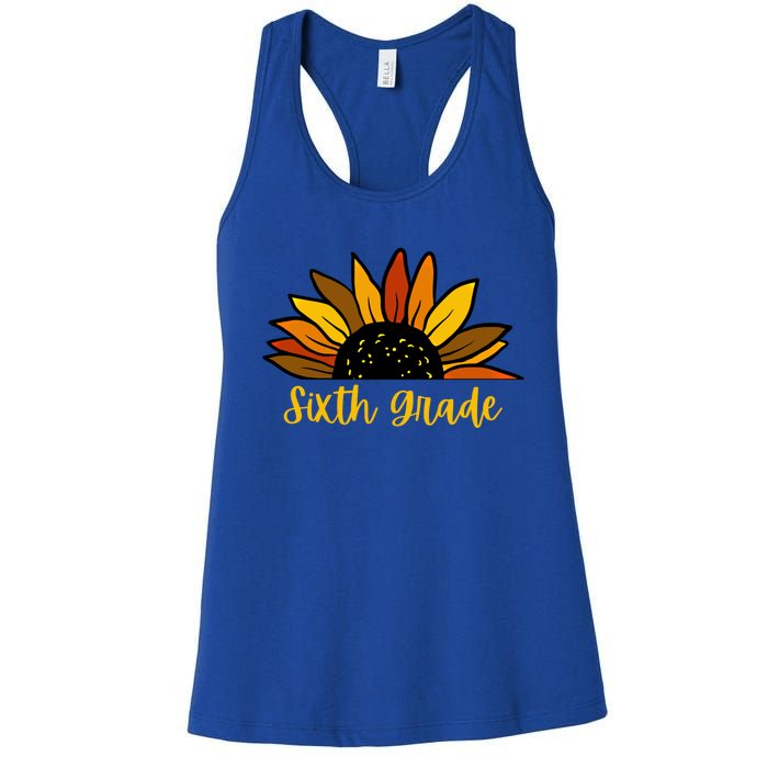 Cute Fall Sunflower Back To School Sixth Grade 6Th Grade Gift Women's Racerback Tank