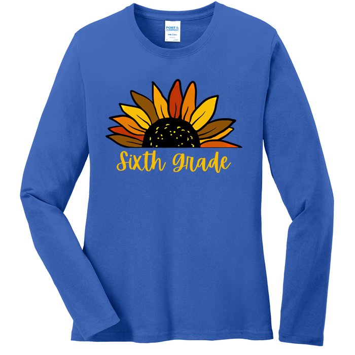 Cute Fall Sunflower Back To School Sixth Grade 6Th Grade Gift Ladies Long Sleeve Shirt