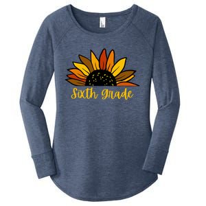 Cute Fall Sunflower Back To School Sixth Grade 6Th Grade Gift Women's Perfect Tri Tunic Long Sleeve Shirt