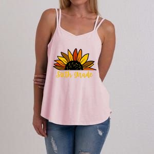 Cute Fall Sunflower Back To School Sixth Grade 6Th Grade Gift Women's Strappy Tank