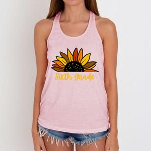 Cute Fall Sunflower Back To School Sixth Grade 6Th Grade Gift Women's Knotted Racerback Tank