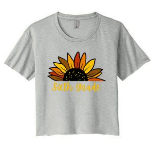 Cute Fall Sunflower Back To School Sixth Grade 6Th Grade Gift Women's Crop Top Tee