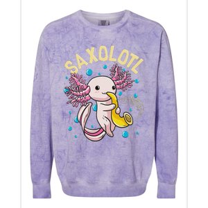 Cute & Funny Saxolotl Adorable Sax Playing Axolotl Animal Colorblast Crewneck Sweatshirt