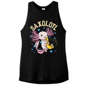 Cute & Funny Saxolotl Adorable Sax Playing Axolotl Animal Ladies PosiCharge Tri-Blend Wicking Tank