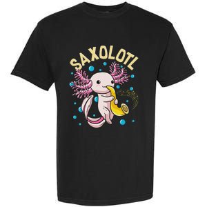 Cute & Funny Saxolotl Adorable Sax Playing Axolotl Animal Garment-Dyed Heavyweight T-Shirt