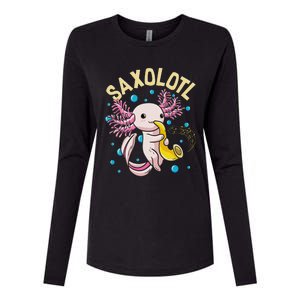 Cute & Funny Saxolotl Adorable Sax Playing Axolotl Animal Womens Cotton Relaxed Long Sleeve T-Shirt