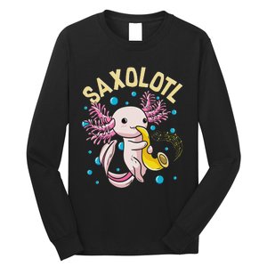 Cute & Funny Saxolotl Adorable Sax Playing Axolotl Animal Long Sleeve Shirt