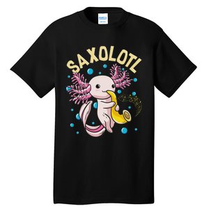 Cute & Funny Saxolotl Adorable Sax Playing Axolotl Animal Tall T-Shirt