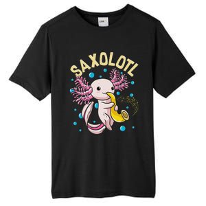 Cute & Funny Saxolotl Adorable Sax Playing Axolotl Animal Tall Fusion ChromaSoft Performance T-Shirt