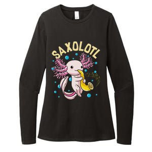 Cute & Funny Saxolotl Adorable Sax Playing Axolotl Animal Womens CVC Long Sleeve Shirt