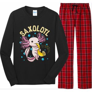 Cute & Funny Saxolotl Adorable Sax Playing Axolotl Animal Long Sleeve Pajama Set