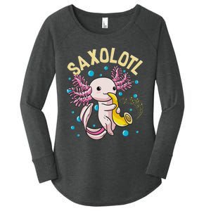 Cute & Funny Saxolotl Adorable Sax Playing Axolotl Animal Women's Perfect Tri Tunic Long Sleeve Shirt