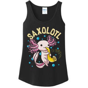 Cute & Funny Saxolotl Adorable Sax Playing Axolotl Animal Ladies Essential Tank