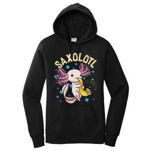 Cute & Funny Saxolotl Adorable Sax Playing Axolotl Animal Women's Pullover Hoodie