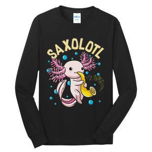 Cute & Funny Saxolotl Adorable Sax Playing Axolotl Animal Tall Long Sleeve T-Shirt