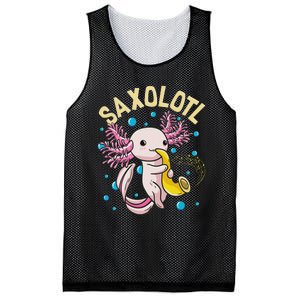 Cute & Funny Saxolotl Adorable Sax Playing Axolotl Animal Mesh Reversible Basketball Jersey Tank