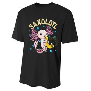 Cute & Funny Saxolotl Adorable Sax Playing Axolotl Animal Performance Sprint T-Shirt