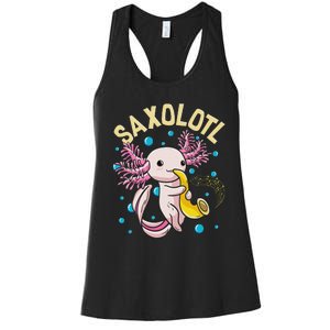 Cute & Funny Saxolotl Adorable Sax Playing Axolotl Animal Women's Racerback Tank