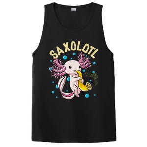 Cute & Funny Saxolotl Adorable Sax Playing Axolotl Animal PosiCharge Competitor Tank