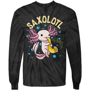 Cute & Funny Saxolotl Adorable Sax Playing Axolotl Animal Tie-Dye Long Sleeve Shirt