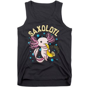 Cute & Funny Saxolotl Adorable Sax Playing Axolotl Animal Tank Top