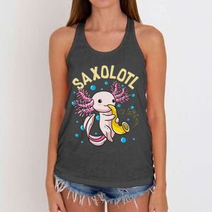 Cute & Funny Saxolotl Adorable Sax Playing Axolotl Animal Women's Knotted Racerback Tank