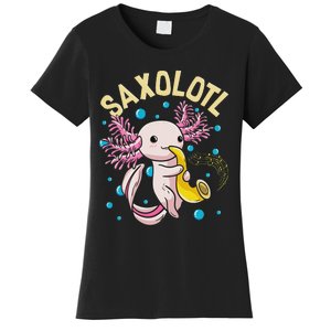 Cute & Funny Saxolotl Adorable Sax Playing Axolotl Animal Women's T-Shirt