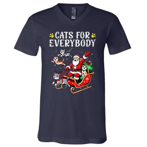 Cats For Santa Everybody Christmas Cat V-Neck T-Shirt