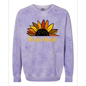 Cute Fall Sunflower Back To School Third Grade 3Rd Grade Cute Gift Colorblast Crewneck Sweatshirt