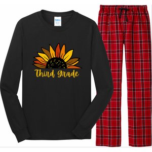 Cute Fall Sunflower Back To School Third Grade 3Rd Grade Cute Gift Long Sleeve Pajama Set