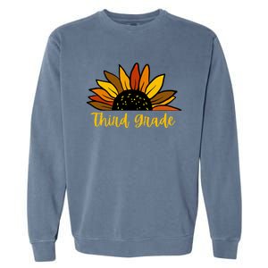 Cute Fall Sunflower Back To School Third Grade 3Rd Grade Cute Gift Garment-Dyed Sweatshirt