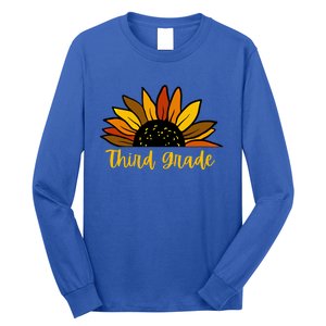 Cute Fall Sunflower Back To School Third Grade 3Rd Grade Cute Gift Long Sleeve Shirt